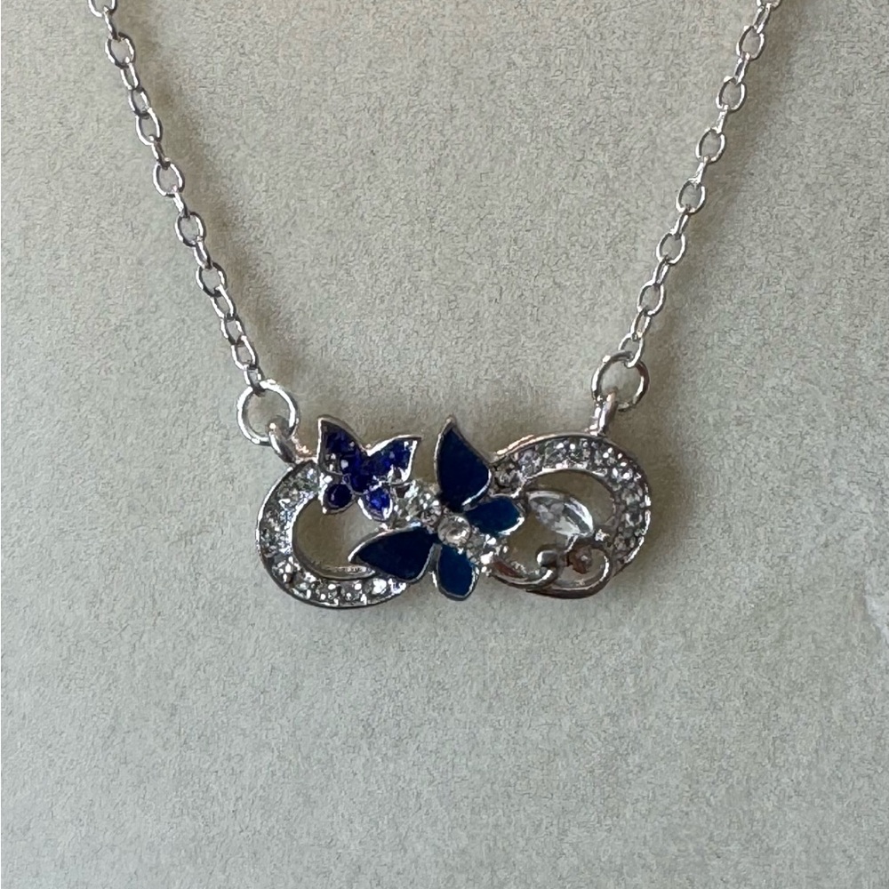 Elegant Sterling Silver and Blue Butterfly Necklace